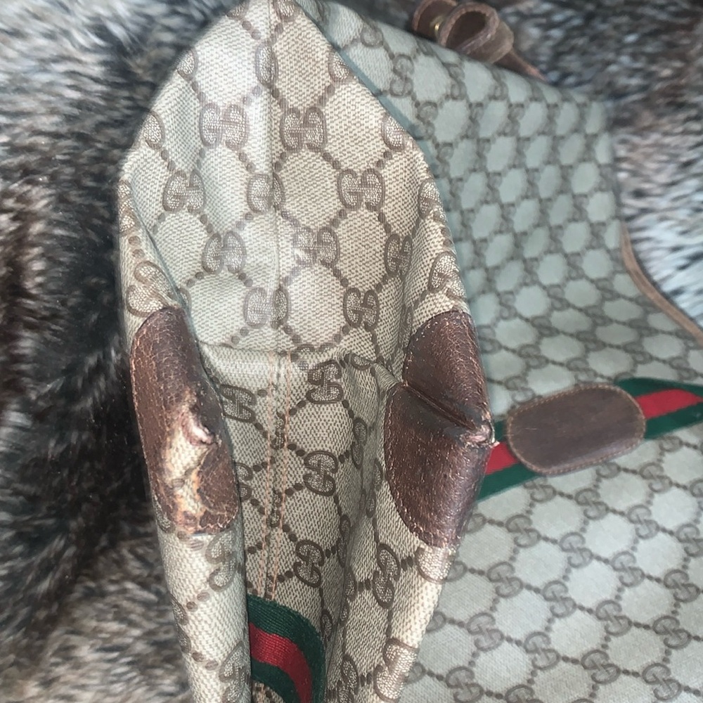 Gucci Authentic Vtg Sherry Coated Canvas Travel Weekender Bag - Picture 9 of 13